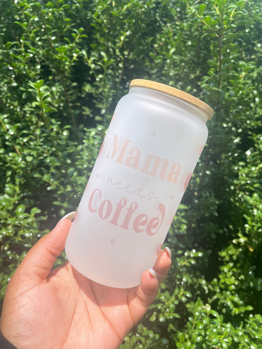 Mama Needs Coffee Frosted Beer Can Glass | 16oz