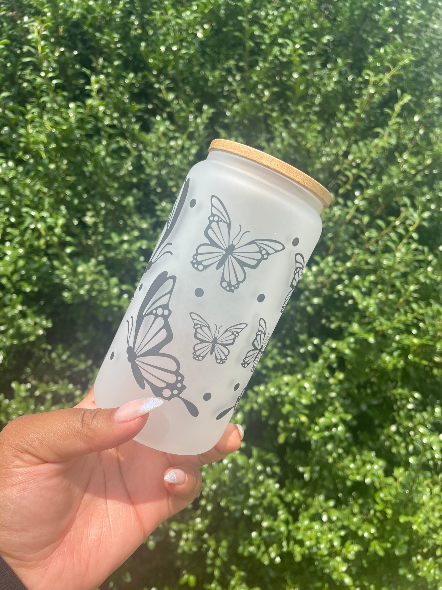 Frosted Butterfly Beer Can Glass | 16oz