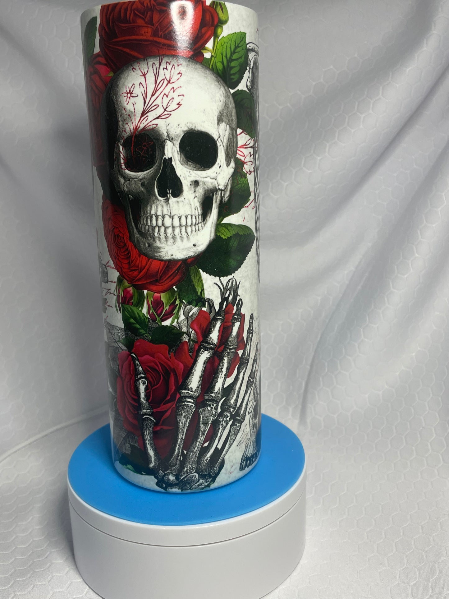 Red rose skull glow in the dark