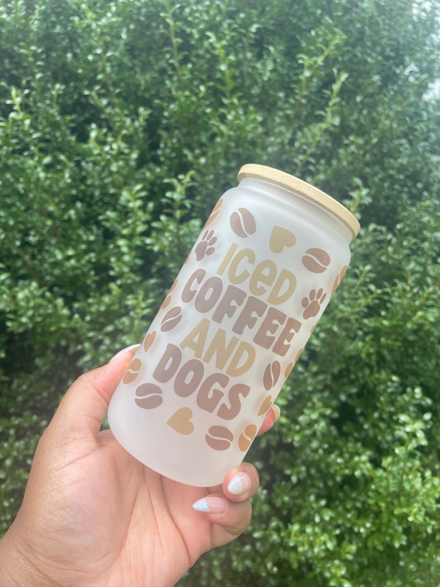 Iced Coffee and Dogs Frosted Beer Can Glass | 16oz